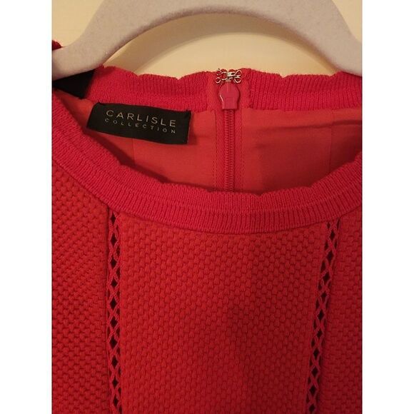 Carlisle Collection berry red waffle texture A-Line dress - Picture 4 of 14